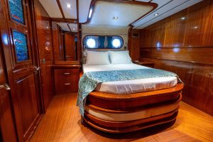 Ultra-luxurious and elegant guest cabin aboard Berrak Su gulet