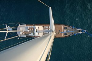 Getaway 31.32m luxury gulet cruising along the Gocek coastline