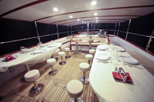 Traditional wooden deck and al fresco dining area on Oguz Bey