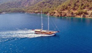 Sema Tuana 32m luxury gulet cruising along the Bodrum coastline