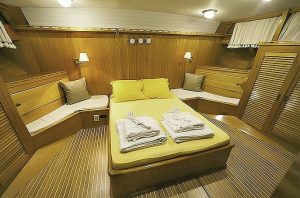 Comfortable and elegant guest cabin aboard Seyma Kaptan luxury gulet