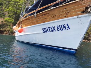 Peaceful cruising and scenic lounging areas ready for charter guests on Sultan Suna