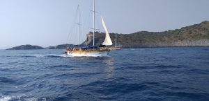 Sultan Suna 22m luxury gulet cruising along the Fethiye coastline