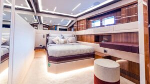 Ultra-luxurious and elegant guest cabin aboard Infinity Nine motor yacht