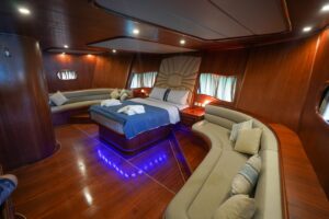 Comfortable and elegant guest cabin aboard Prenses Esila luxury gulet