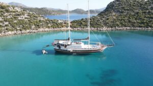 Prenses Esila 32m luxury gulet cruising along the Marmaris coastline