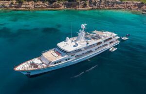 Illusion 55.5m luxury superyacht cruising on open international waters