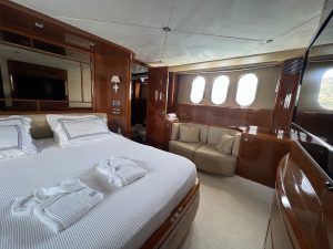 Ultra-luxurious and elegant guest cabin aboard Cielo motor yacht