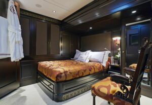 Ultra-luxurious master guest suite aboard Gweilo sailing yacht