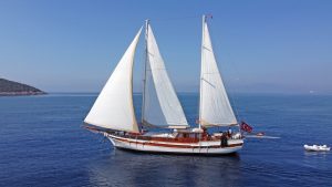 Karyalı 27m luxury gulet cruising along the Gocek coastline