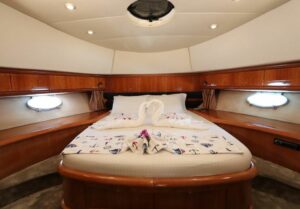 Ultra-luxurious and elegant guest cabin aboard KRC 2 motor yacht