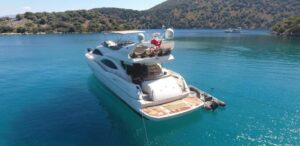 KRC 2 23m luxury motor yacht cruising along the Turkish coastline