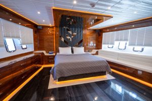 Long Island gulet stylish guest cabin equipped with Satellite TV