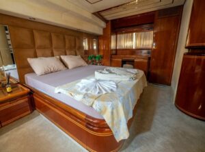 Ultra-luxurious and elegant guest cabin aboard Mio Amore motor yacht