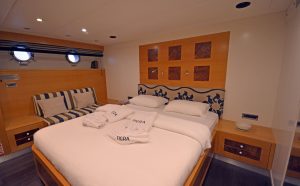 Comfortable and elegant guest cabin aboard Tigra luxury gulet