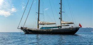Tigra 38m luxury gulet cruising along the Bodrum coastline