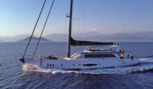 Luxury Son of Wind gulet anchored in Göcek harbor
