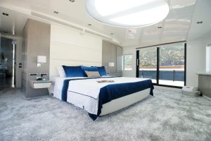Ultra-luxurious and elegant guest cabin aboard REM motor yacht