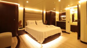 Ultra-luxurious and elegant guest cabin aboard Viaggio 2 gulet