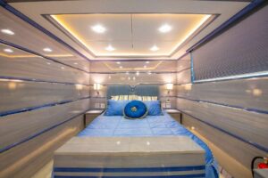 Ultra-luxurious and elegant guest cabin aboard Destiny motor yacht