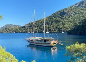 Namaste 32m luxury gulet cruising along the stunning Turkish coastline