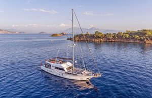 Luxury Maske 5 gulet anchored in Fethiye harbor