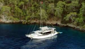2022 built 26-meter luxury gulet Nayk 2 anchored in Gocek port