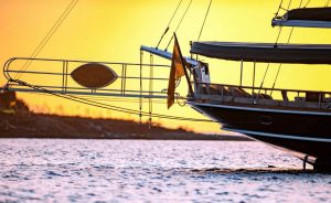 Joker Boat and water sports equipment ready for charter guests on Aegean Pearl
