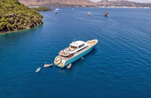 Deep Water 40m luxury motor yacht cruising in the Mediterranean sea