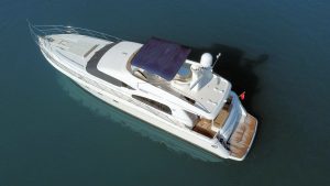 External view of the luxury motor yacht Azuu M/Y cruising off the coast of Antalya