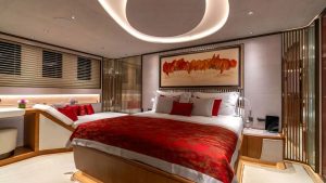 Luxuriously appointed guest cabin offering supreme comfort aboard the Eternal Spark superyacht