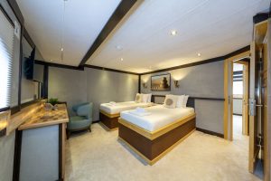 Spacious and elegant guest cabins aboard the 2023 motor yacht Nayk 3