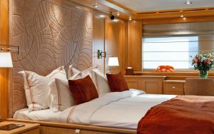 Modern and comfortable guest cabin of charter yacht Lady I