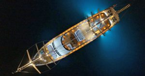43 meter luxury sailing gulet Love Story cruising majestically with open sails along the stunning Dalmatian coastline in Croatia.
