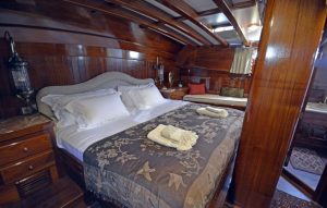 Luxurious and comfortable master cabin aboard 5-cabin gulet Torini