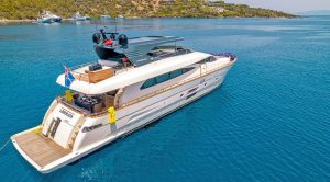 26.5m luxury motor yacht Liberata cruising in the Mediterranean sea