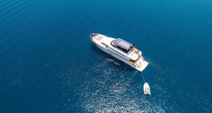 26.5m luxury motor yacht Liberata cruising in the Mediterranean sea