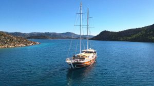 31-meter luxury charter gulet Kocaoglan 1 exterior and deck view in Marmaris