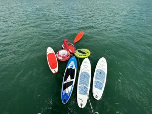 Canoe, stand-up paddleboard, double banana, and ringos on luxury gulet Aria