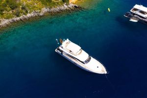 Bormus 2 22m luxury motor yacht cruising along the Gocek coastline