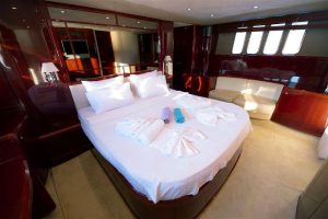Comfortable and elegant guest cabin aboard Bormus 2 luxury motor yacht