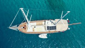 Water sports equipment including Joker tender water ski paddleboards and canoes on gulet ULUCINAR