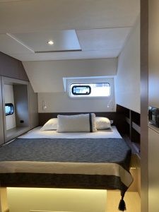 La Brise catamaran luxury double cabin interior.