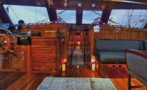 Modernized indoor salon design of luxury gulet Fortuna after its comprehensive refit