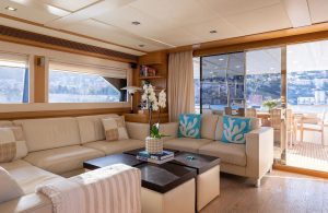 MY LA PAUSA luxury yacht charter master cabin interior
Luxury charter superyacht LA PAUSA main saloon and accommodation