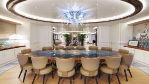 Spacious open deck lounge and luxury lifestyle area of the AHPO charter yacht.