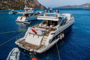 Luxury charter motor yacht SOMAFIX cruising in Gocek Turkey