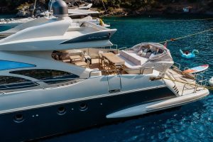 Luxury charter motor yacht SOMAFIX cruising in Gocek Turkey
