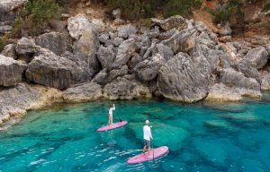 Premium water sports gear and onboard eBikes setup on the deck of M/Y Starlust superyacht