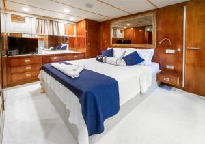 Luxurious and comfortable master cabin aboard charter yacht Bige Derin